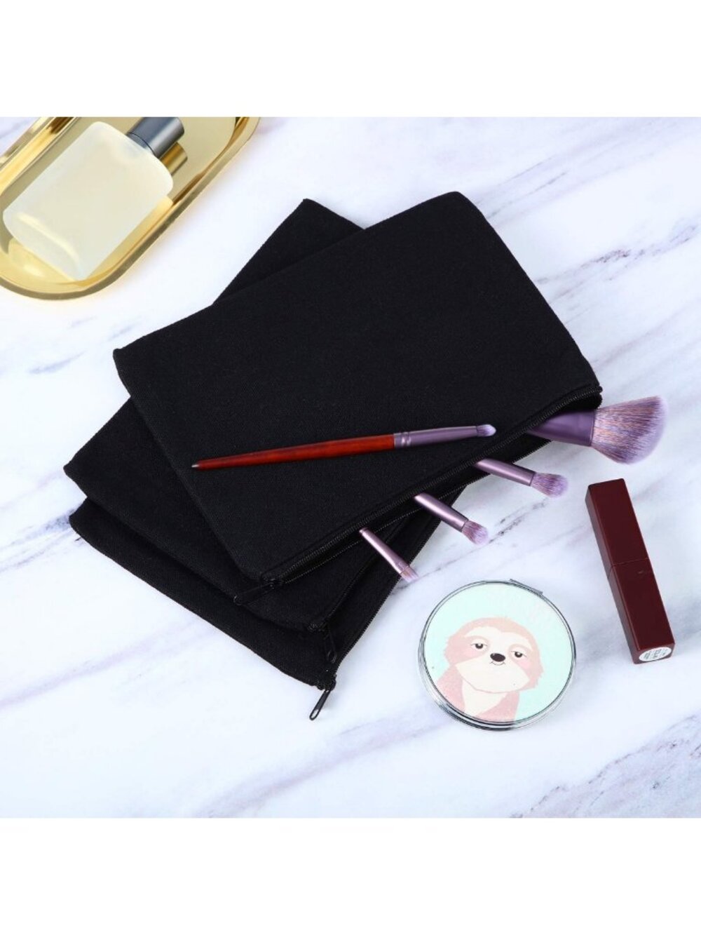 16 Pcs Black Canvas Zipper Pouch Set - Large Pencil Bags for School & Crafting - Picture 6 of 6